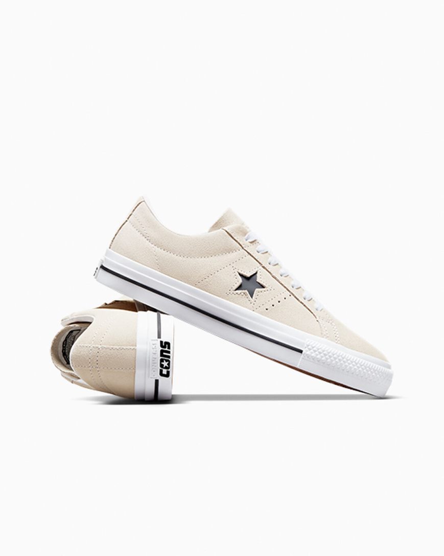 Skate Topanky Converse CONS One Star Pro Semisove Panske Béžové Biele Čierne | SK JCZG113